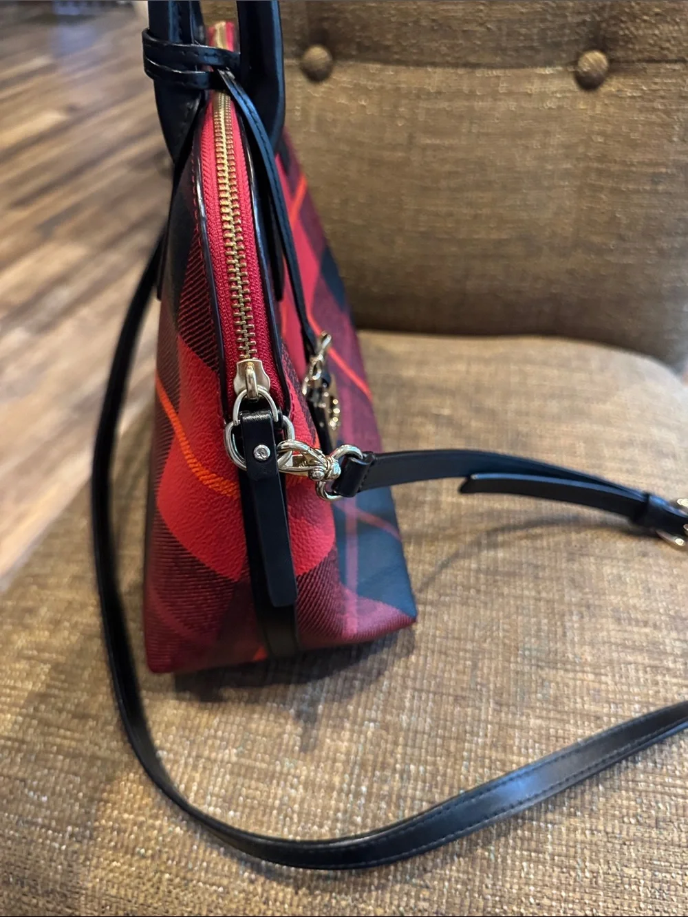 Kate spade bridgewater drive buffalo check plaid Rachelle crossbody tote bag